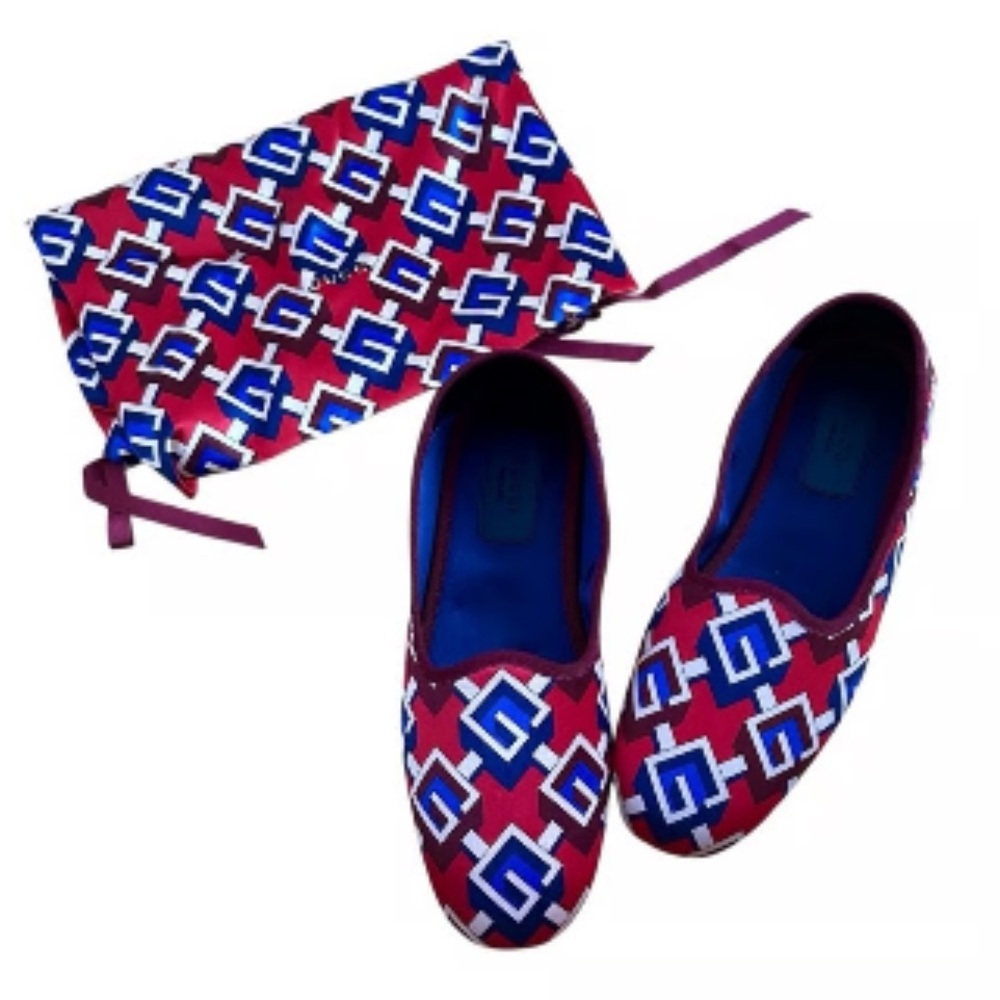 Gucci Red Satin Voyage Geometric G Print Slippers NEW in Box SZ 16 - Picture 9 of 12